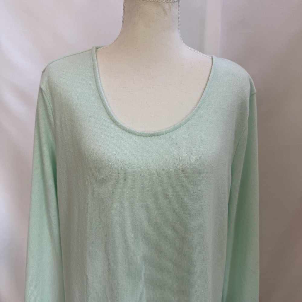Soft Surroundings Sweater Women's Size M Lace Hem L/S Tunic Top Green - Picture 2 of 9
